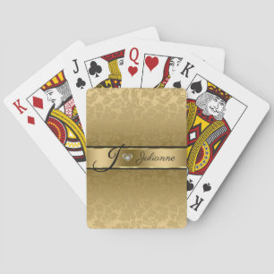 Gold Damask And Heart Poker Cards