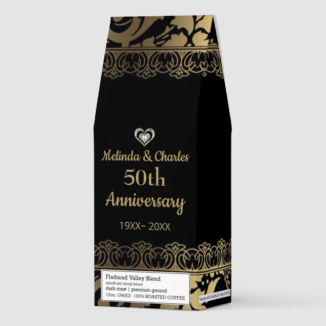 Gold Damask And Lace Roasted Coffee (Front)