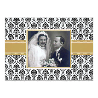 Gold Damask Anniversary Party Invitation