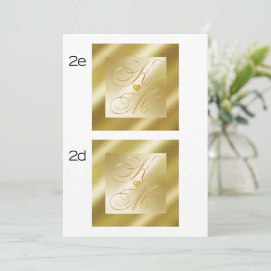 gold damask bar MONOGRAM CARD (Standing Front)