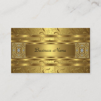 Gold Damask Black Floral Jewel Elegant Classy Business Card