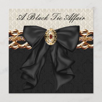 Gold Damask Black Tie Formal Corporate Party Invitation by CorporateCentral at Zazzle