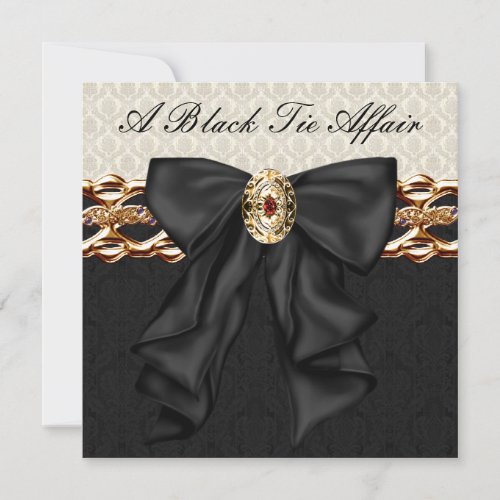 Gold Damask Black Tie Formal Corporate Party Invitation