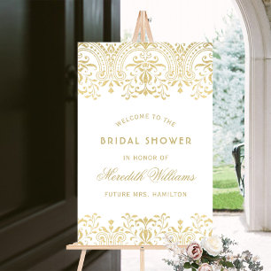 Gold Damask Border Wedding Bridal Shower Welcome Foam Board