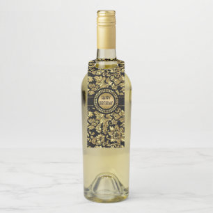 Gold Damask Bottle Hanger Tag