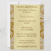 Gold Damask Bridal Shower Monogram Invitation (Back)
