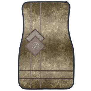 Gold damask car floor mat
