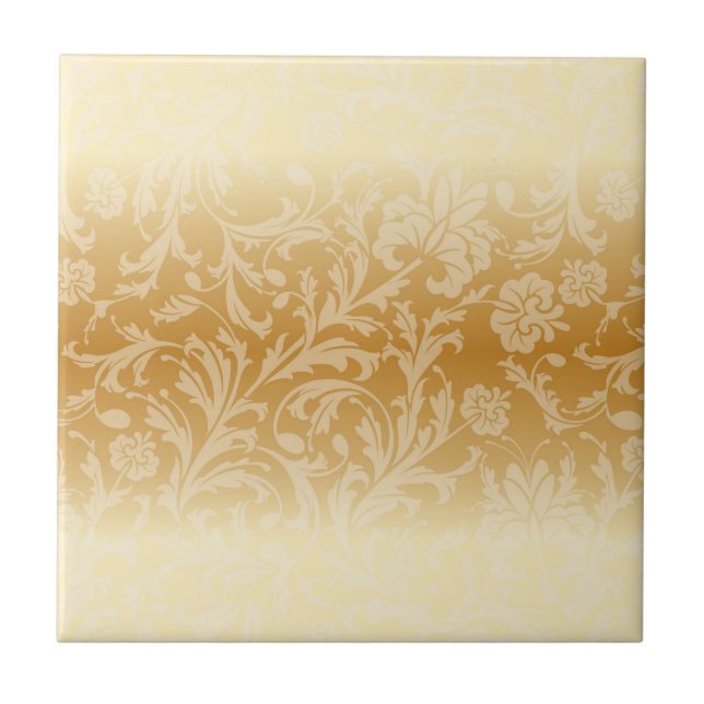 Gold Damask Ceramic Tile (Front)