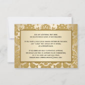 Gold Damask, Chandelier Wedding Reply Card (Back)