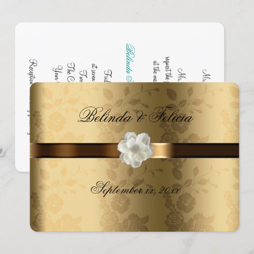 Gay Lesbian Wedding Invitation Gold/Chocolate