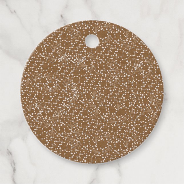 Gold Damask Circle Favor Tag (Front)