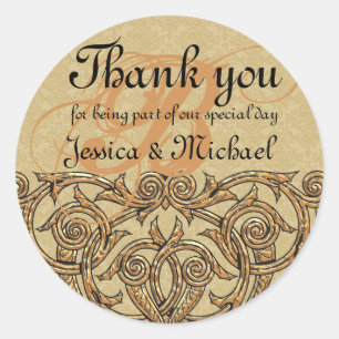 Gold Damask Custom Monogram Wedding Favor Seal