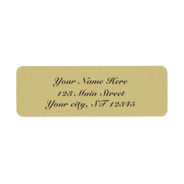 Gold Damask elegant script Label (Front)