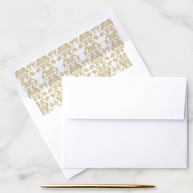 Gold Damask Envelope Liner (Desk)