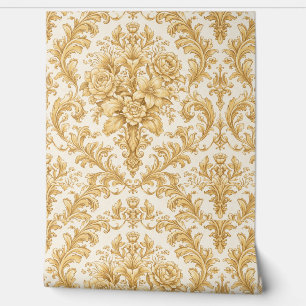 Gold Damask Floral Wallpaper