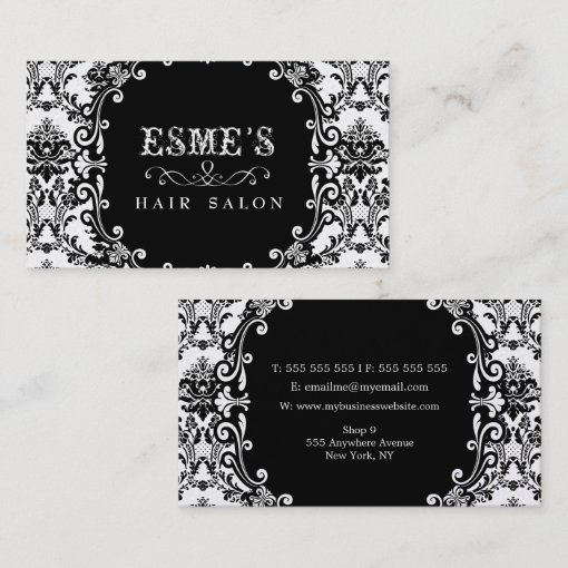 Gold Damask Hair Salon Stylist Business Card Zazzle