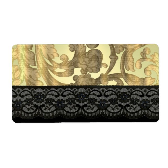 Gold damask & lace label (Front)