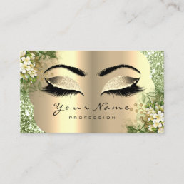 Gold Damask Makeup Artist Lashes Floral Greenery Business Card