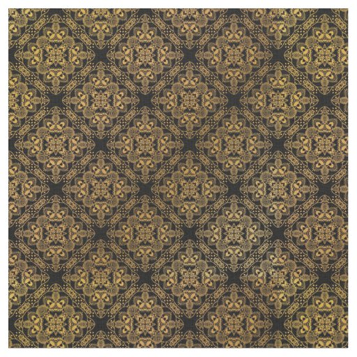 Gold Damask Medallion Pattern Fabric