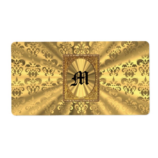 Gold damask monogram label (Front)