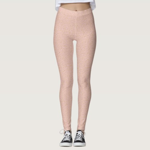 Gold Damask on Pink Leggings _ Easter Yoga Pants