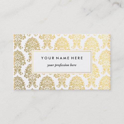 Gold Damask Pattern Business Card Template
