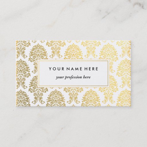 Customizable Gold Damask Pattern Business Card Template