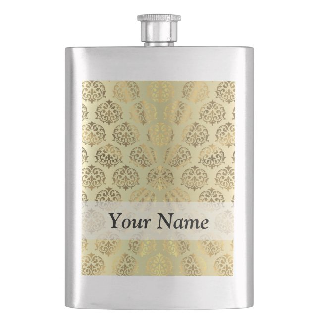 Gold damask pattern flask (Front)