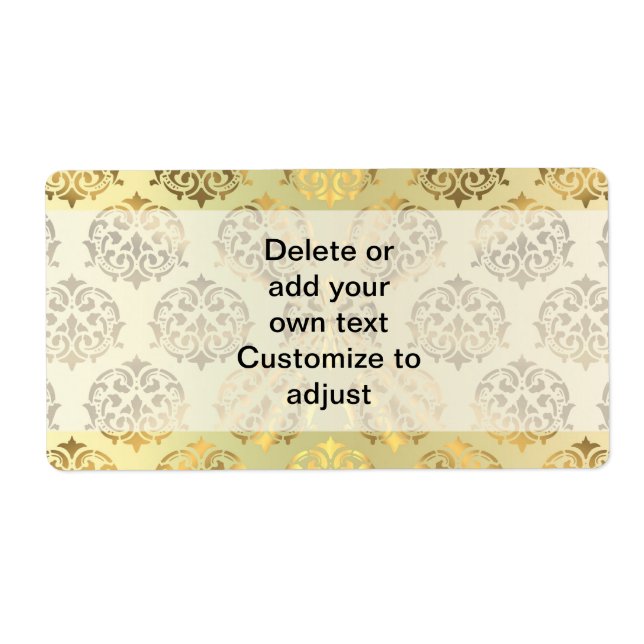 Gold damask pattern label (Front)