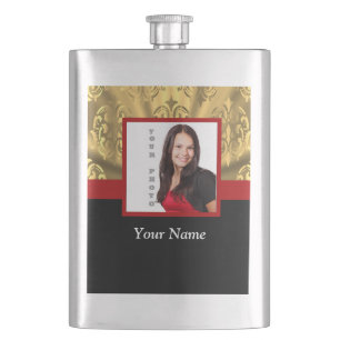 gold damask photo template flask