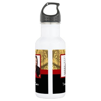 Gold Damask Photo Template Stainless Steel Water Bottle by photogiftz at Zazzle