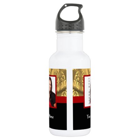 Gold Damask Photo Template Stainless Steel Water Bottle