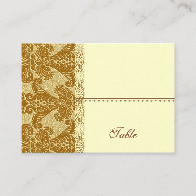 Gold Damask Place Card - Wedding Party (Front)