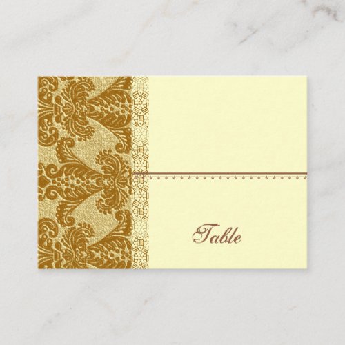 Gold Damask Place Card - Wedding Party Business Cards