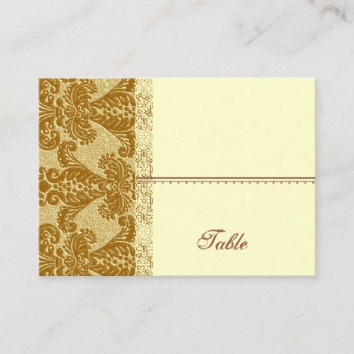 Customizable Gold Damask Place Card - Wedding Party Business Cards