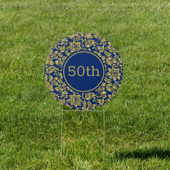 Gold Damask Royal Blue  Sign (Insitu)