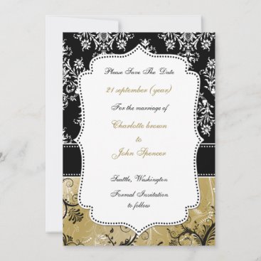 gold damask save the date announcement