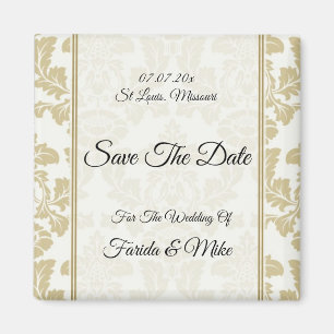 Gold  damask Save The Date Magnet invitation