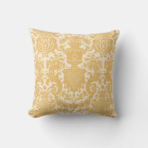 Gold Damask Throw Pillow