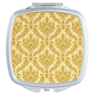 Gold damask vanity mirror