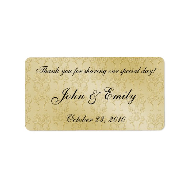 Gold Damask Wedding Favor Labels (Front)