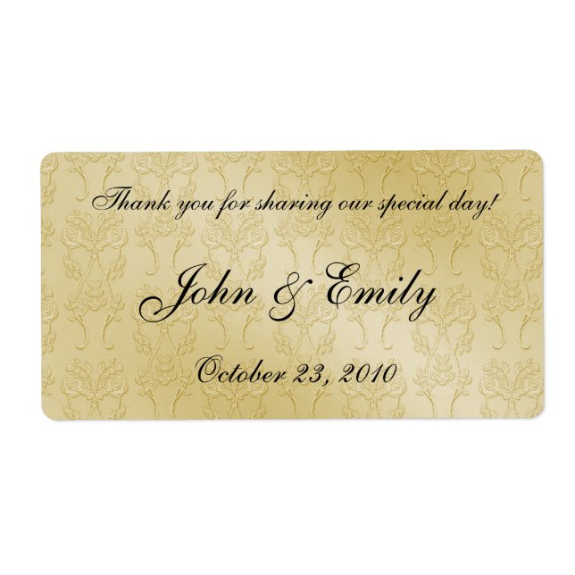 Gold Damask Wedding Favor Labels (Front)