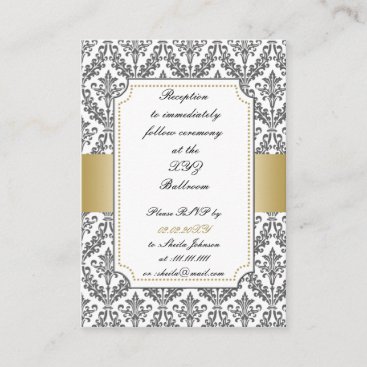 gold damask wedding Reception   Cards