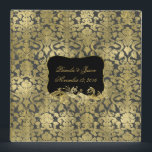 Gold Damask Wedding Scrapbook Binder<br><div class="desc">Ornate chalkboard gray and gold damask wedding scrapbook binder. Graphics of a black plaque, on the front, with a golden flourish on the bottom, has golden yellow text ready to personalize. Add all your clippings and pictures of your favorite things, from flowers, to dresses, to this great binder so you...</div>