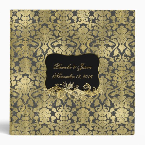 Gold Damask Wedding Scrapbook Binder