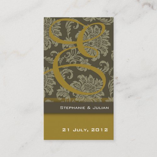 Gold Damask Wedding Website Business Card