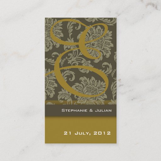 Customizable Gold Damask Wedding Website Business Card