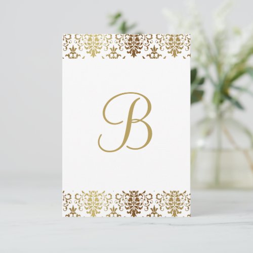 Gold Damask White Monogram Elegant Chic Thank You