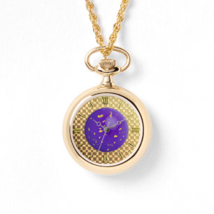 Gold Damask with a faux lapis lazuli gemstone Watch