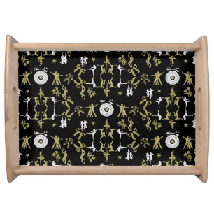 Gold Dancer Patterned Home Decor Serving Tray